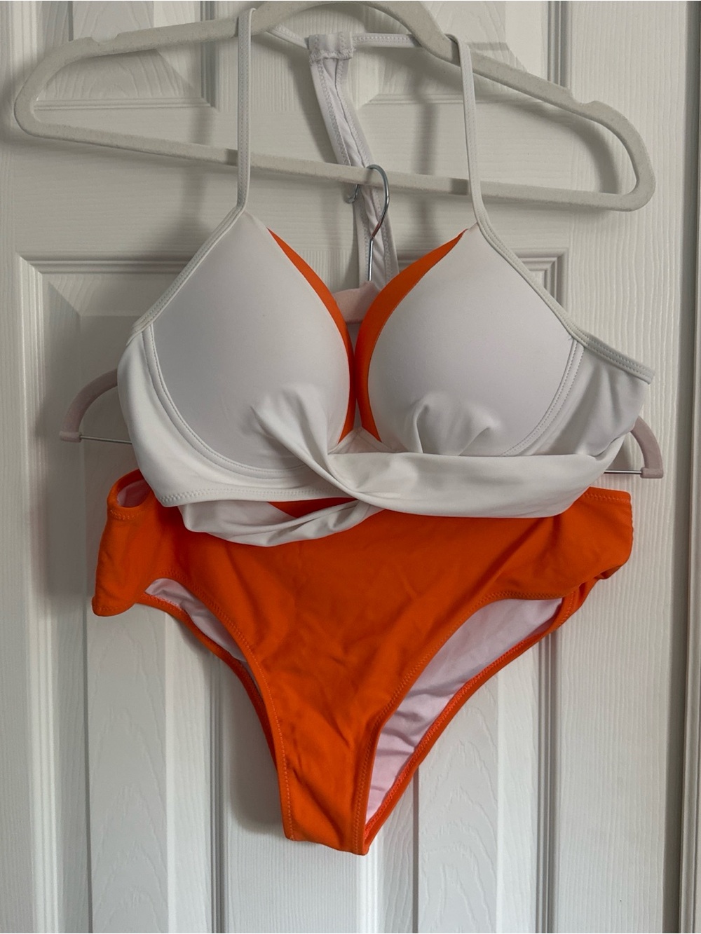 White & Orange Two-Piece Bikini Set